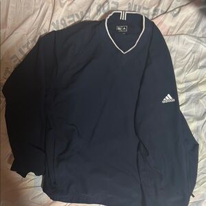 Adidas Blue and White Sweatshirt with V-Neck and Logo